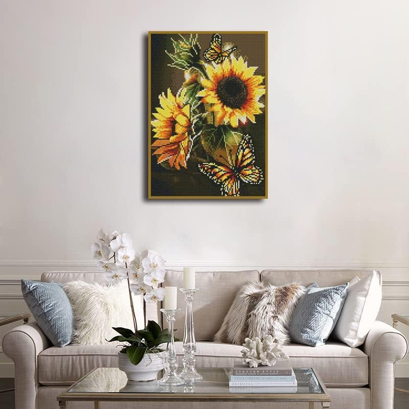 Paintcolor طقم تطريز كروس ستش بطبعة عباد الشمس - أطقم كروس ستش مخصصة للمبتدئين والبالغين بتصاميم فراشات وأبعاد فنية وحرفية (11CT بدون إطار) - Image 5
